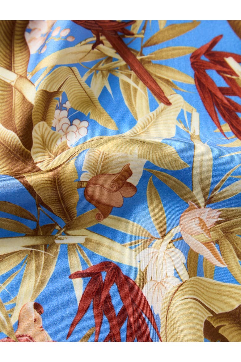 York Tropical Floral Pocket Square, Alternate, color, Brown/Blue, Brown Plaid