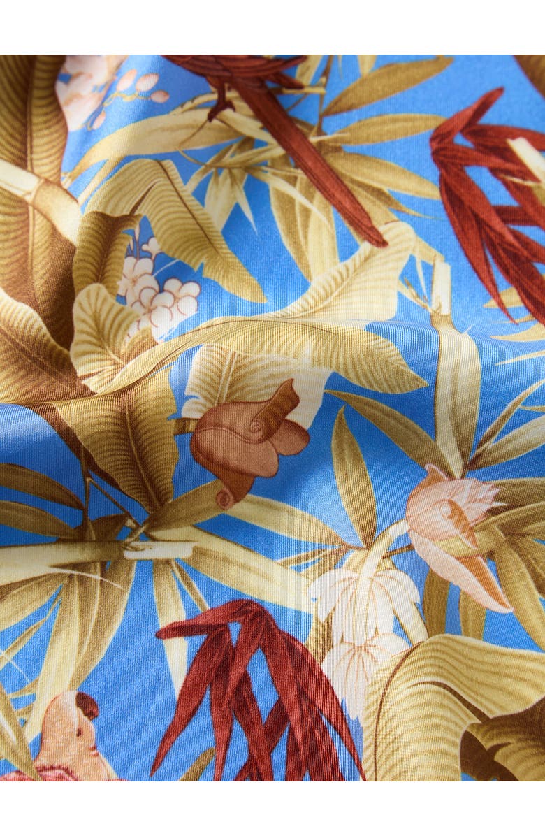 Robert Talbott York Tropical Floral Pocket Square, Alternate, color, Brown/Blue, Brown Plaid