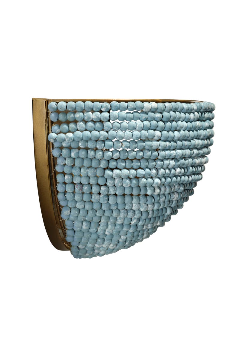 Barnacle 1-Light Beaded Demi Lune Wall Sconce, Blue, Alternate, color, Blue
