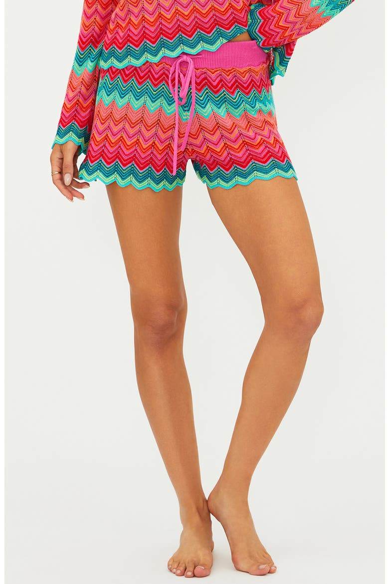 Balboa Knit Scallop Cover-Up Shorts, Main, color, PASSION