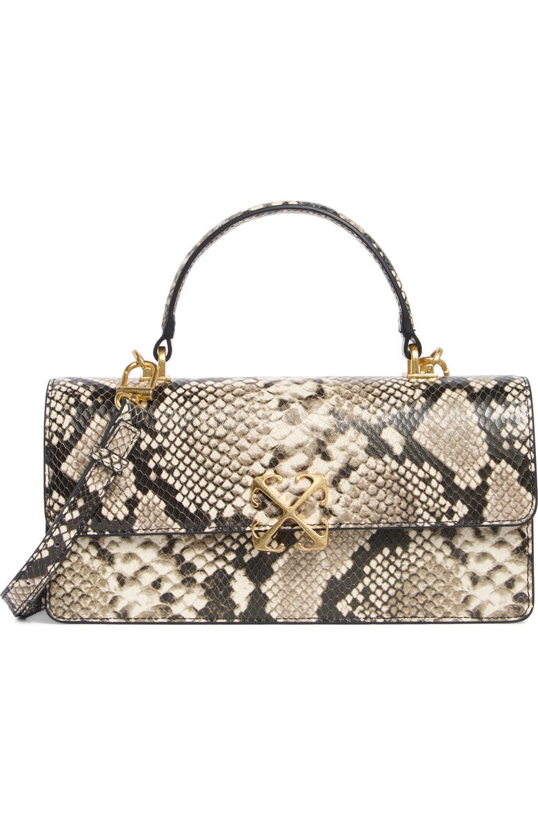 Off-White Jitney Snake Embossed Leather East/West Top Handle Bag, Main, color, Snake