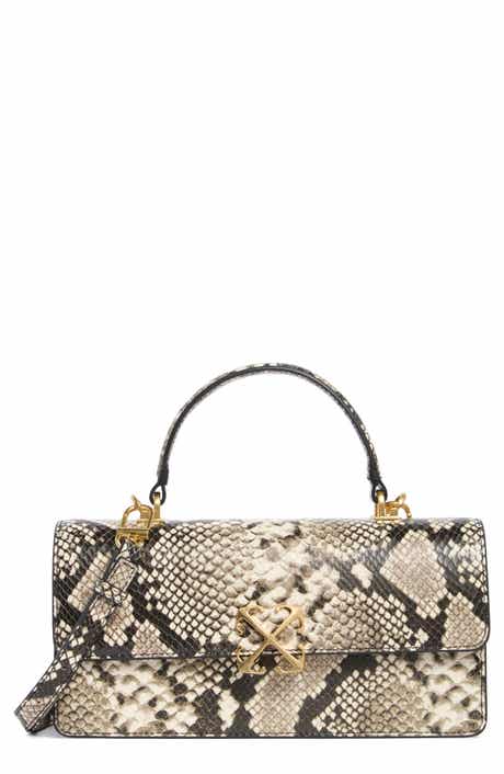 Off-White Jitney Snake Embossed Leather East/West Top Handle Bag