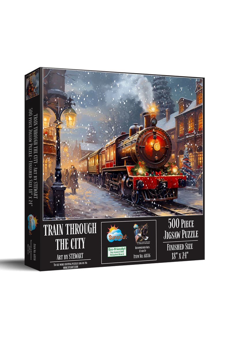 Train Through the City 500 piece Jigsaw Puzzle for Adults, Main, color, Multicolor