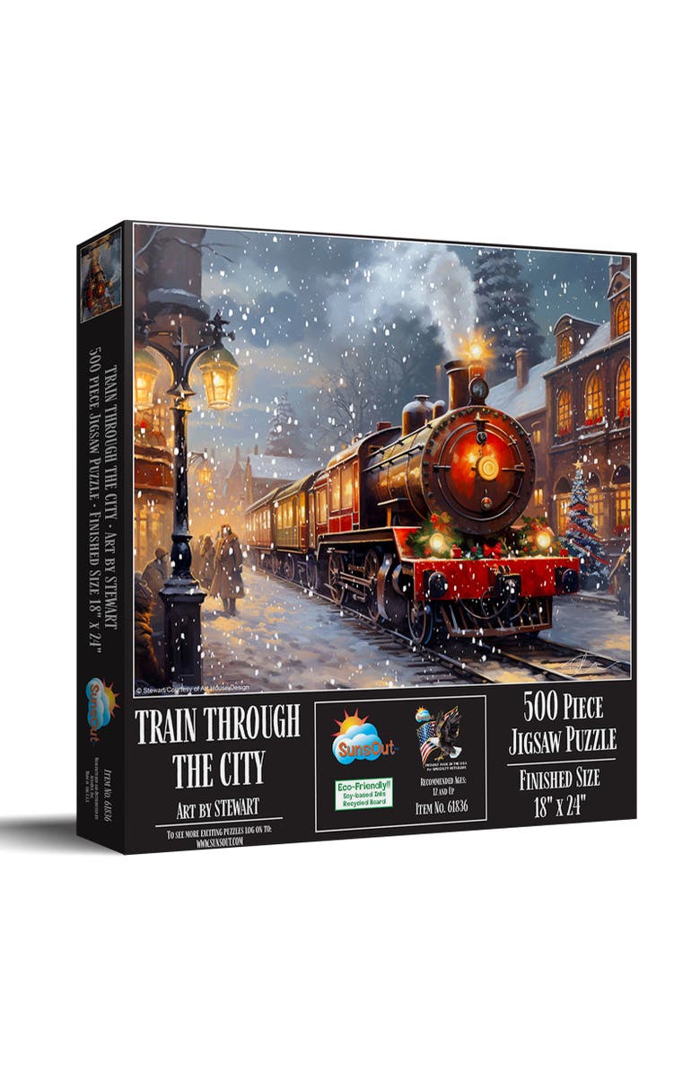 Sunsout Train Through the City 500 piece Jigsaw Puzzle for Adults, Main, color, Multicolor