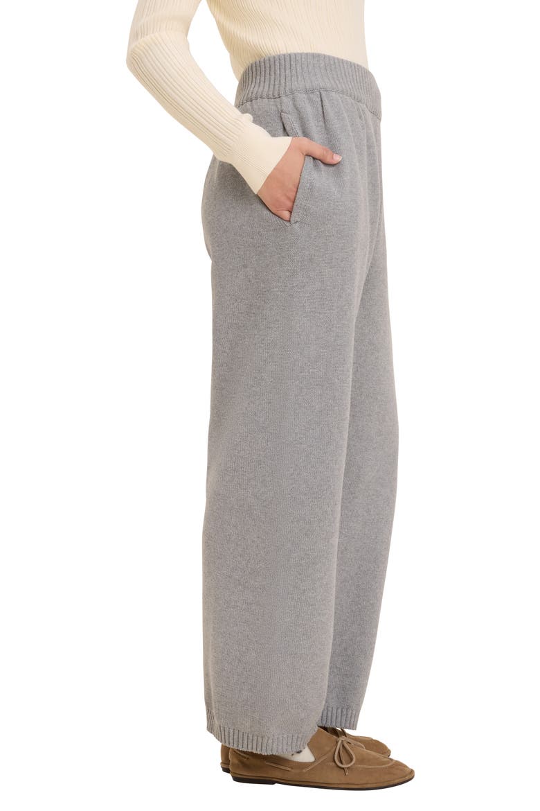 Billie High Waist Wide Leg Cotton Sweater Pants, Alternate, color, GREY HEATHER