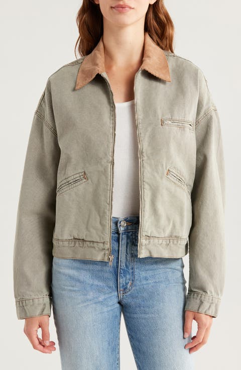Camden Garage Zip Canvas Jacket (Faded Olive)