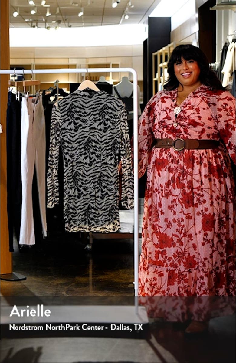 Zebra Print Crinkle Long Sleeve Minidress, sales video thumbnail