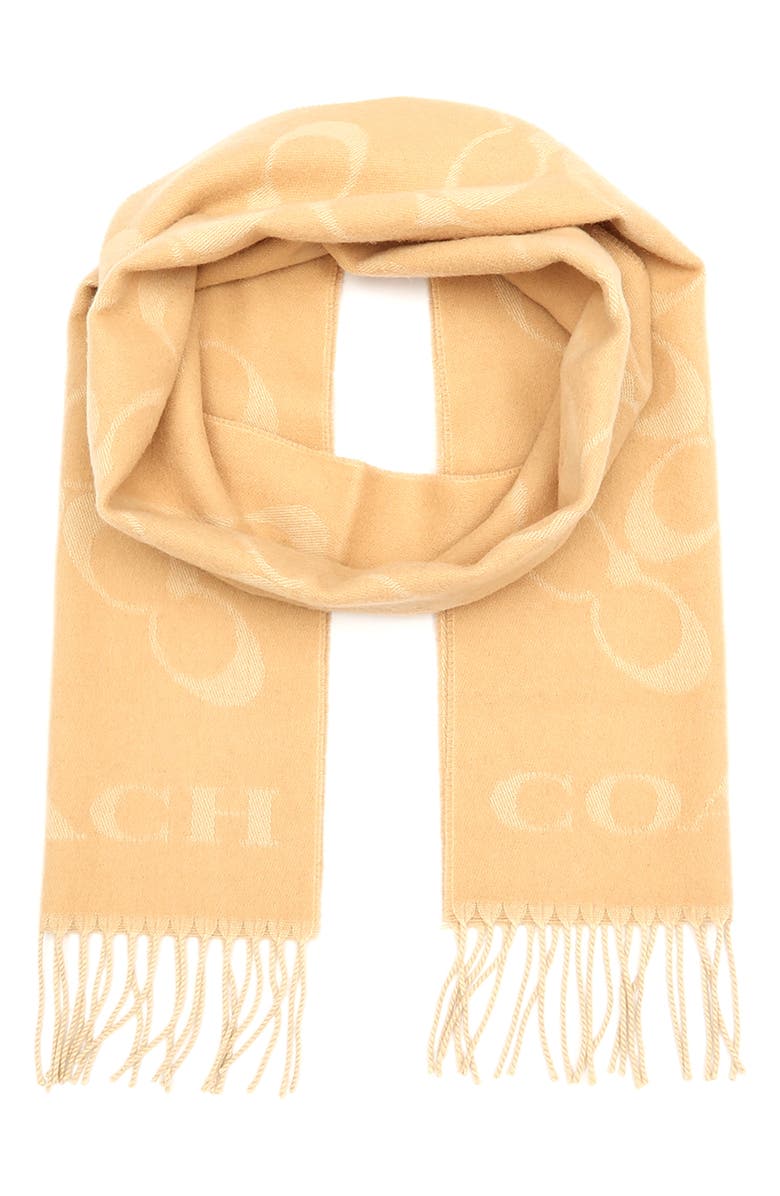 COACH Bias Signature C Wool & Cashmere Muffler Scarf, Main, color, 
