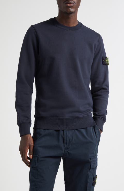 スウェット・トレーナー STONE  COMPASS LOGO SWEATSHIRT WITH CARVINGS TWO PRINT Stone Island Compass Logo Crewneck Wool Blend Sweater