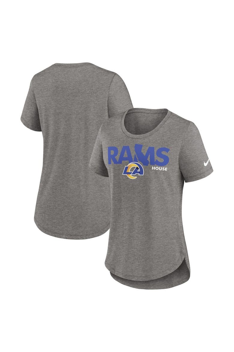 Women's Nike Heather Charcoal Los Angeles Rams Local Fashion Tri-Blend T-Shirt, Main, color, Heather Charcoal