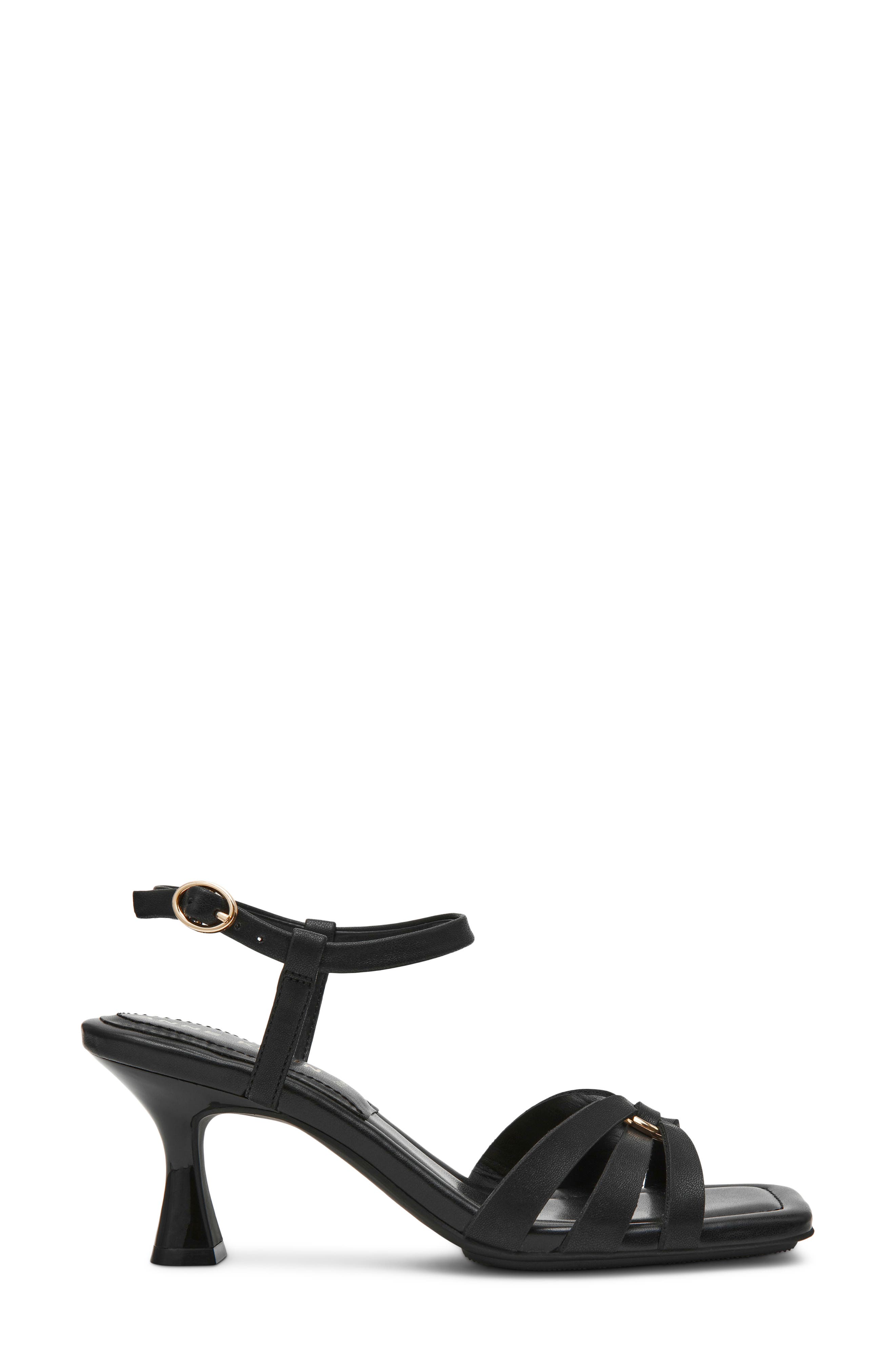 Anne Klein Jazlyn Ankle Strap Sandal, Alternate, color, Black Pu
