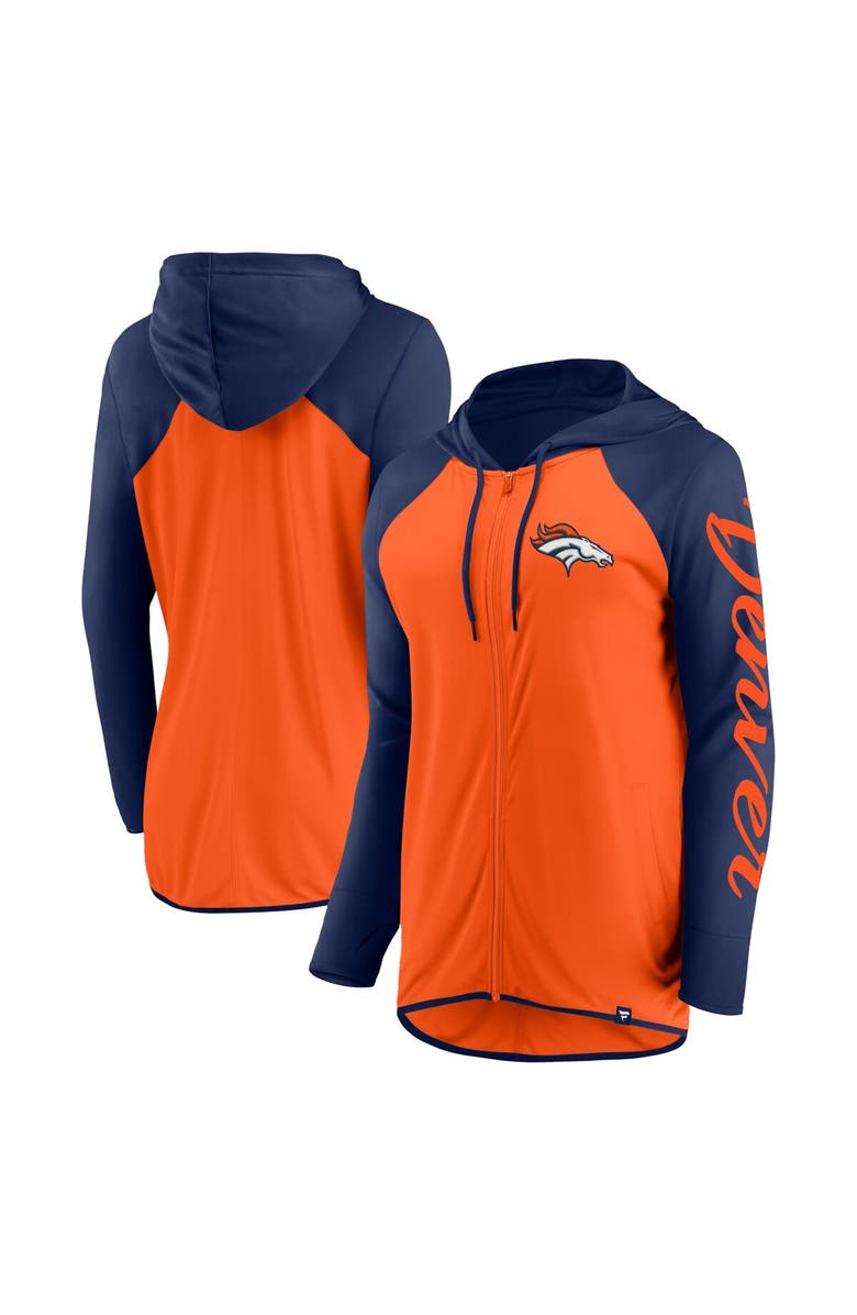 FANATICS Women's Fanatics Orange/Navy Denver Broncos Script Full-Zip Hoodie, Main, color, Orange