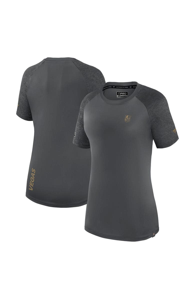 FANATICS Women's Fanatics Branded Gray Vegas Golden Knights Authentic Pro Tech T-Shirt, Main, color, Charcoal