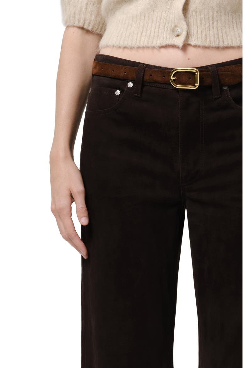 Miro High Waist Suede Barrel Jeans, Alternate, color, CHOCOLATE MD DK BROWN