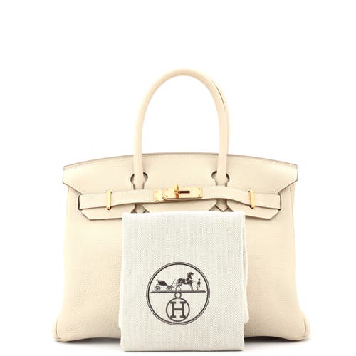 Pre-owned Hermes  Hermes Birkin Handbag Light Togo With Rose Gold Hardware 30 In White