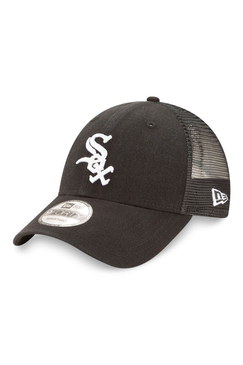 Men's New Era Black Chicago White Sox Trucker 9FORTY Adjustable Snapback Hat, Alternate, color, BLACK