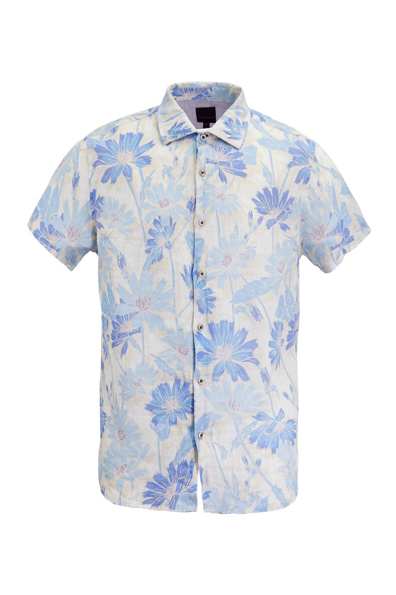 Uomo Springtime Short Sleeve Fine Linen Shirt, Alternate, color, SPRINGTIME WHITE