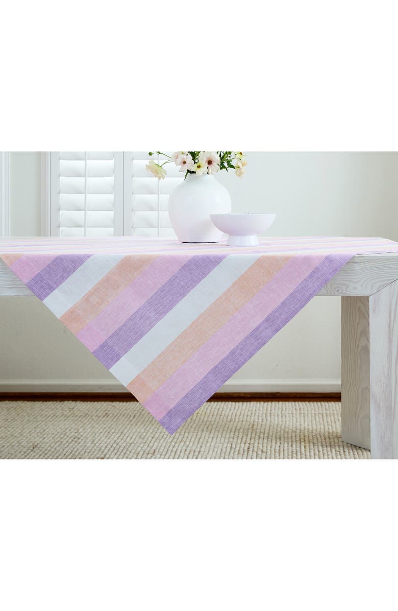 Solino Home Linen Table Throw - Gelato Stripe, 50 x 50, 52" x 52", Main, color, Gelato