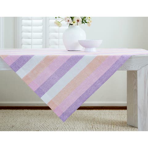 Linen Table Throw - Gelato Stripe, 50 x 50, 52" x 52"