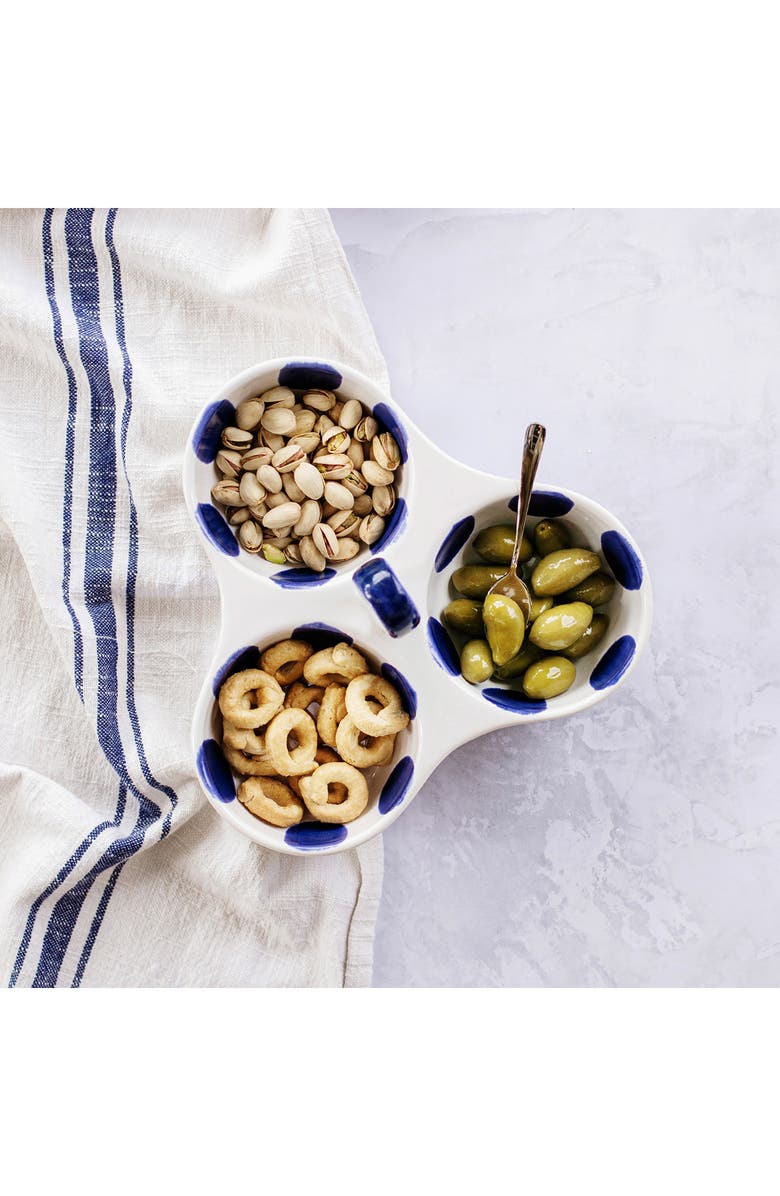 VIETRI Santorini Dot Three-Part Server, Alternate, color, Blue