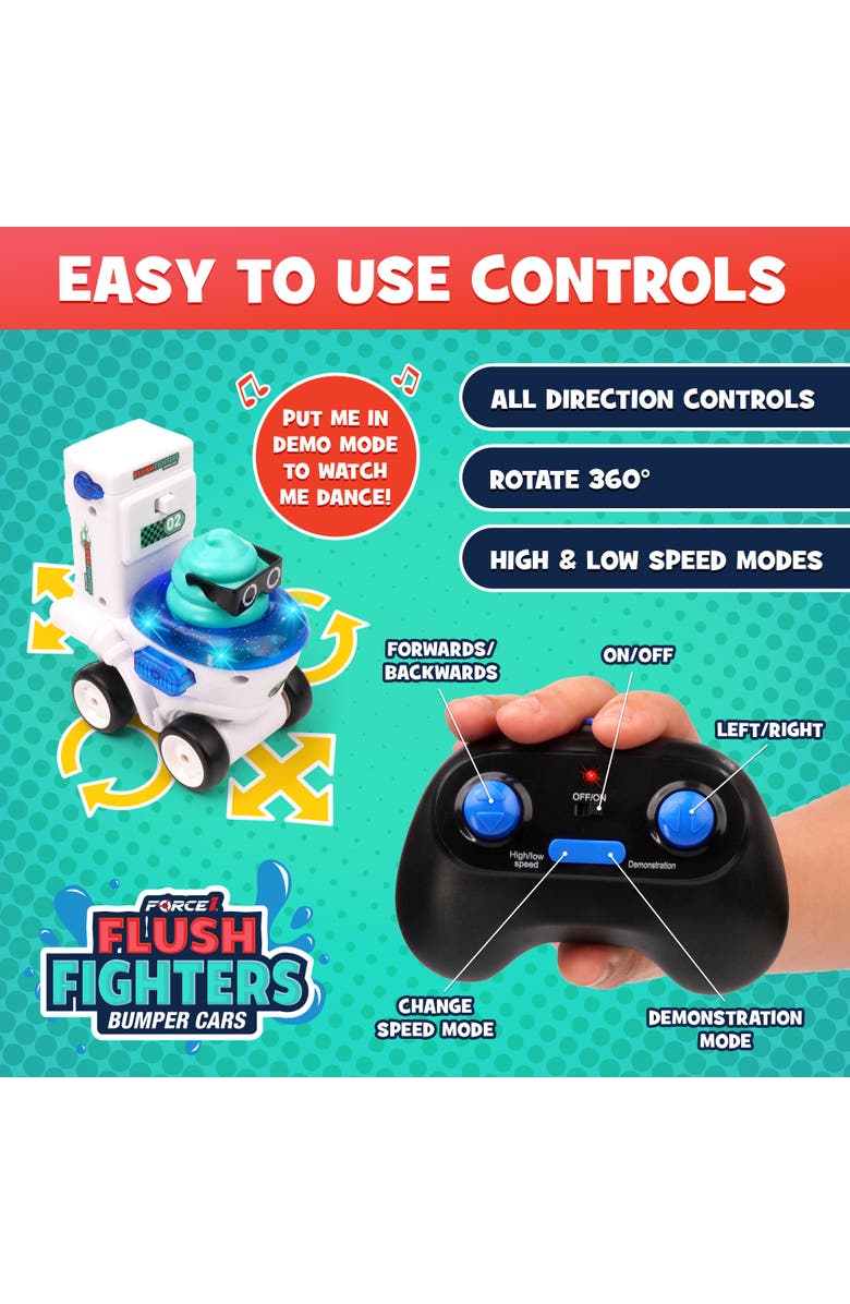 Force1 Flush Fighters Bumper Cars 2pk, Alternate, color, White, Pink, Blue