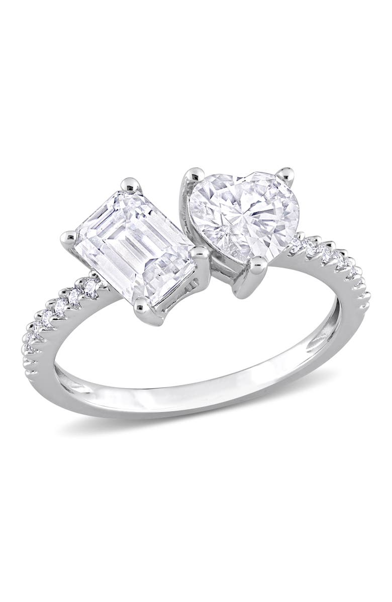 Julianna B. Moissanite 2-Stone Heart Ring Sterling Silver, Main, color,