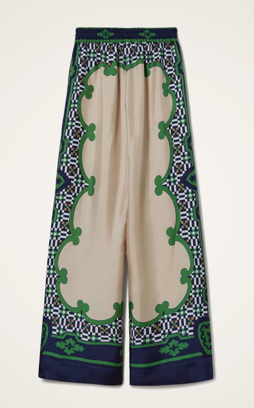 La Doublej Printed Silk Twill Palazzo Pants In Multi