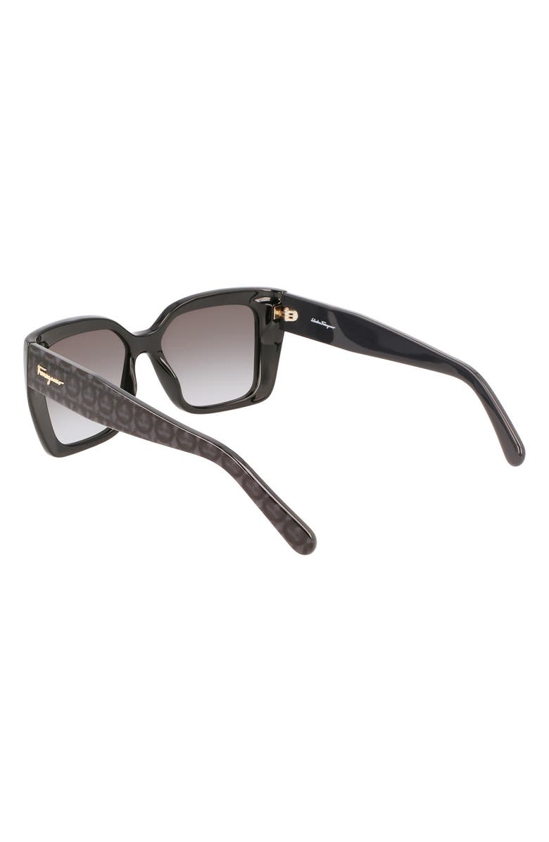 FERRAGAMO Gancini 55mm Gradient Rectangular Sunglasses, Alternate, color, Black