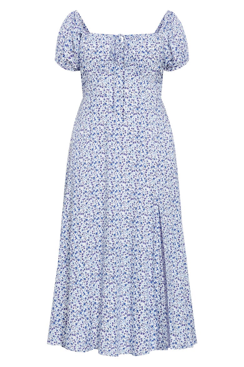 Abbie Floral Print Midi Dress, Alternate, color, AZURE FLORAL