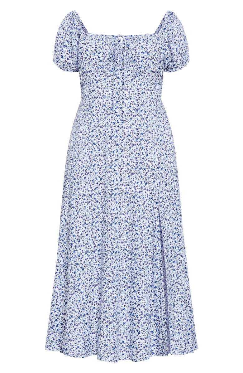 City Chic Abbie Floral Print Midi Dress, Main, color, Azure Floral