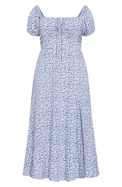 Abbie Floral Print Midi Dress (Plus)