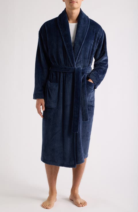 Textured Plush Shawl Robe