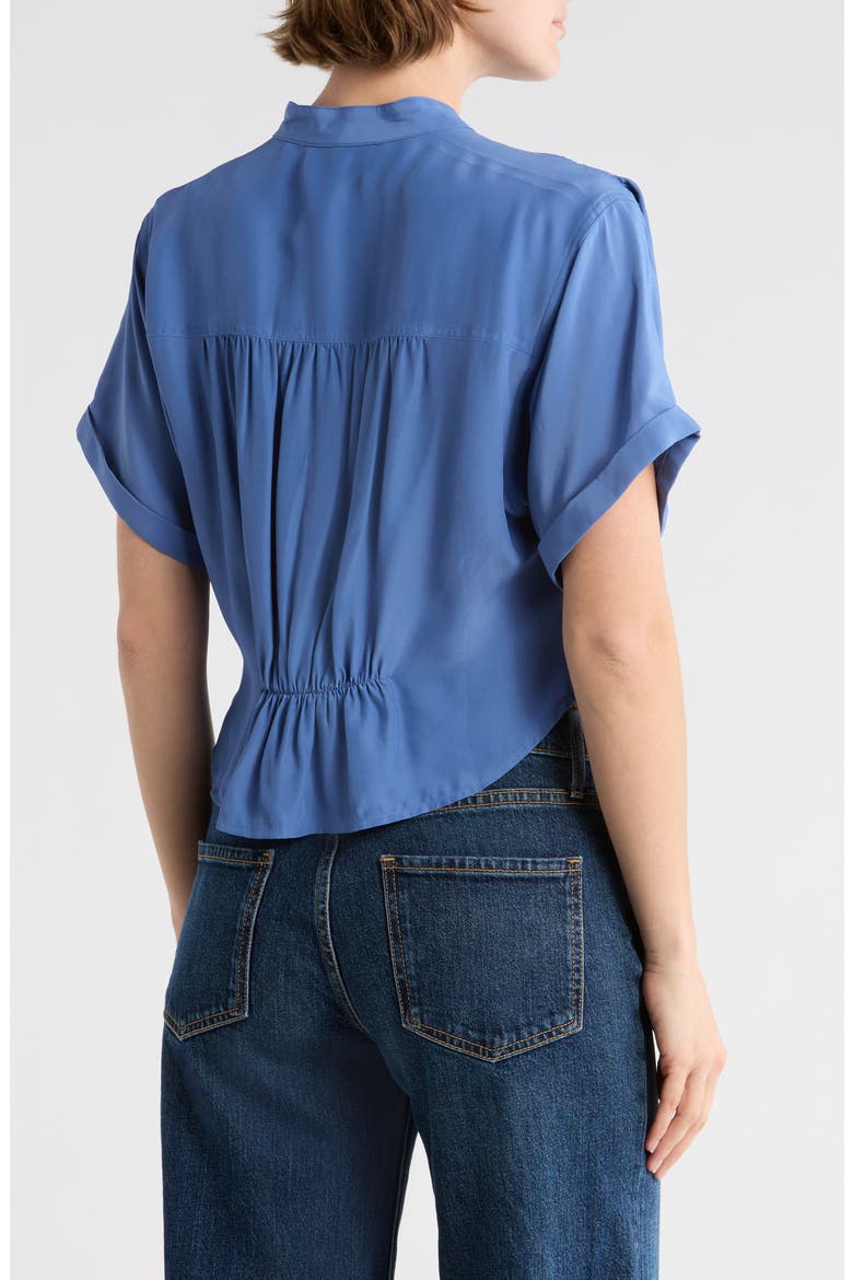 Grace Short Sleeve Peplum Top, Alternate, color, DELPHINIUM BLUE