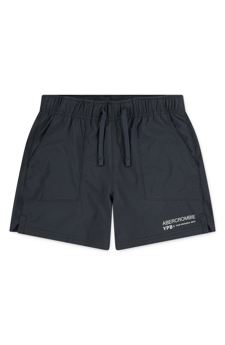 abercrombie kids Kids' Motiontek Shorts, Main, color, Black Beauty Beautiful Black
