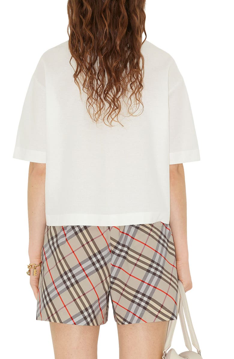 Burberry EKD Stamp Crop Cotton Piqué Polo, Alternate, color, 