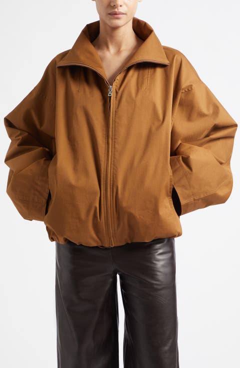 François Stretch Cotton Canvas Bomber Jacket