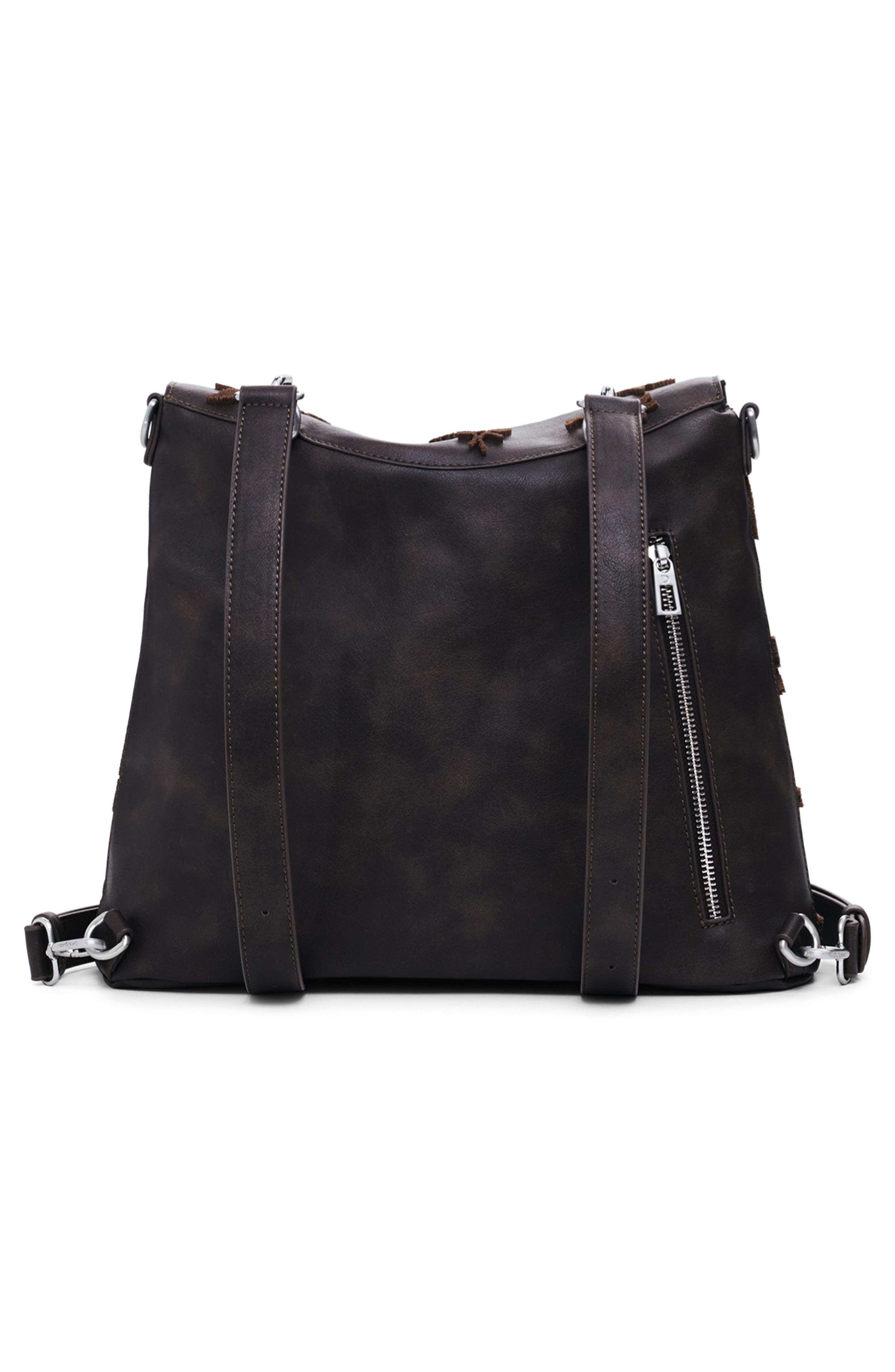 Desigual Big Faux Leather Backpack, Alternate, color, Dark Brown