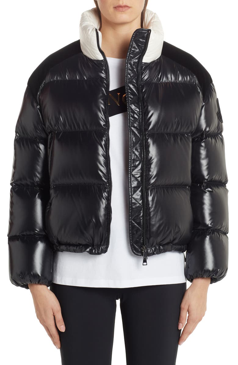 Moncler Chouelle Logo Print Quilted Down Puffer Jacket, Main, color, 