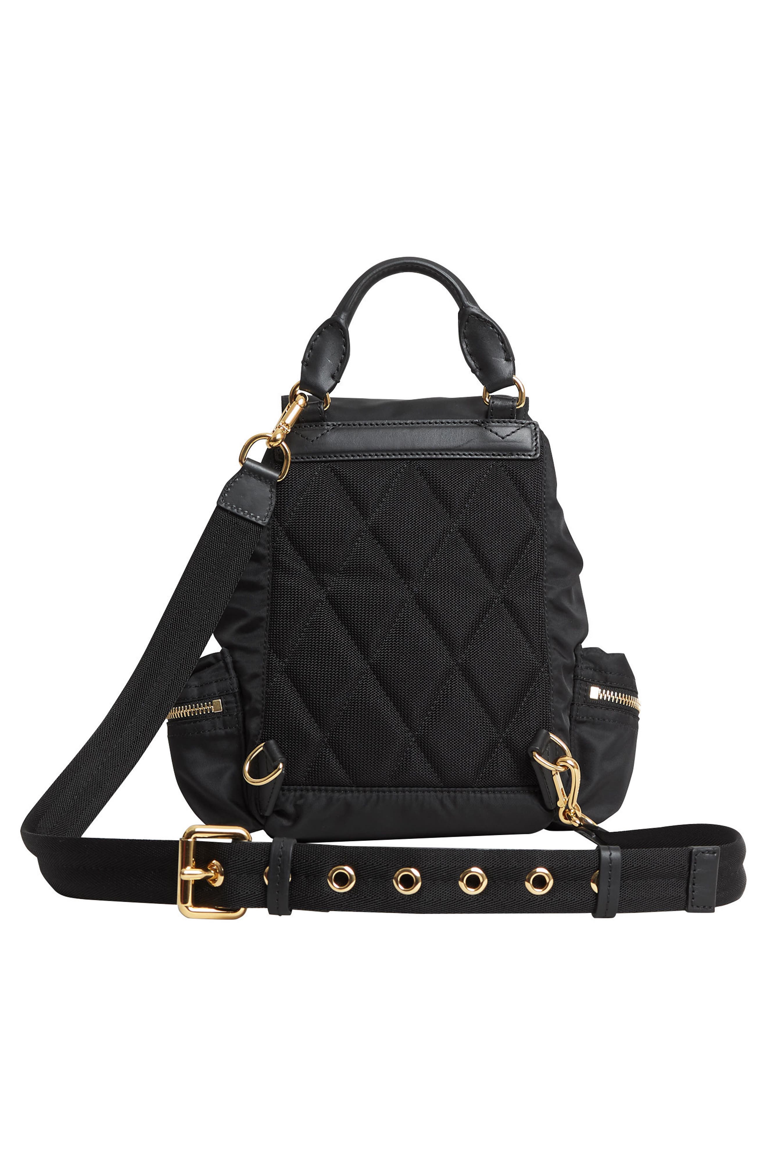 Burberry Small Rucksack Technical Nylon & Leather Backpack, Alternate, color, 
