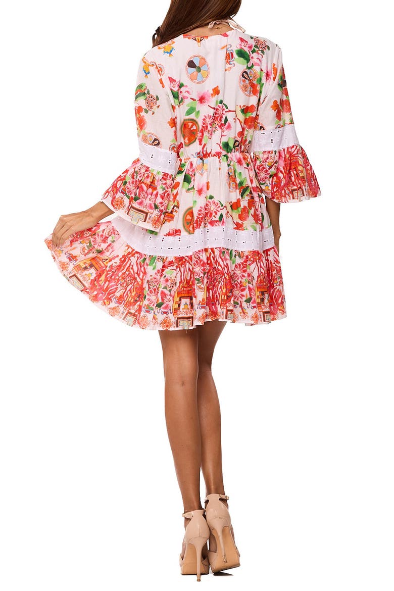 Floral Lace Tiered Minidress, Alternate, color, RED
