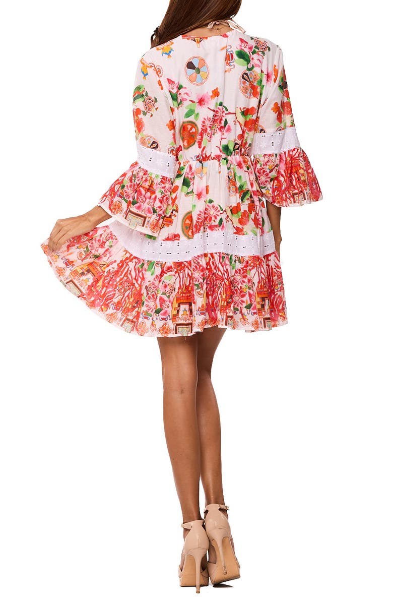 RANEES Floral Lace Tiered Minidress, Alternate, color, Red