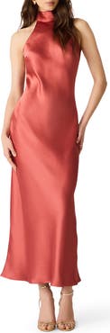 Steve Madden Lara Satin Bias Cut Maxi Dress