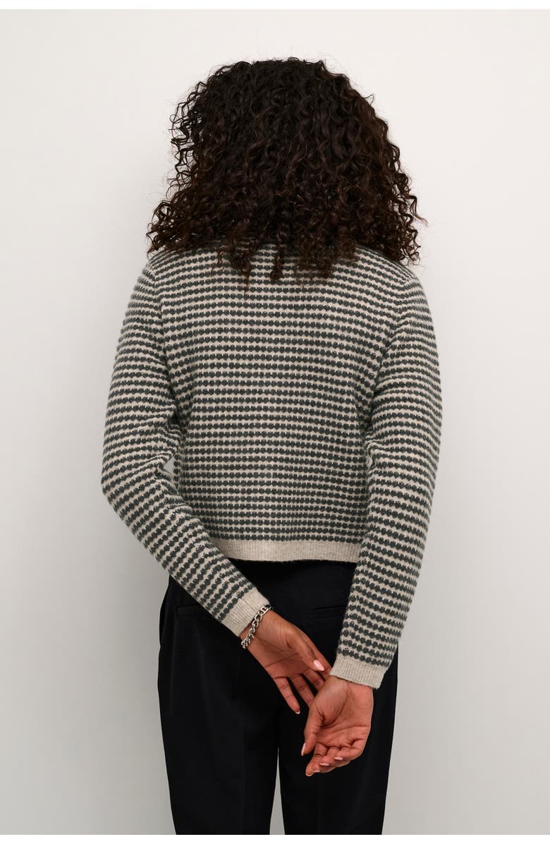 Kaffe KAellery Button Round Neck Cardigan, Alternate, color, Feather Gray/ Black