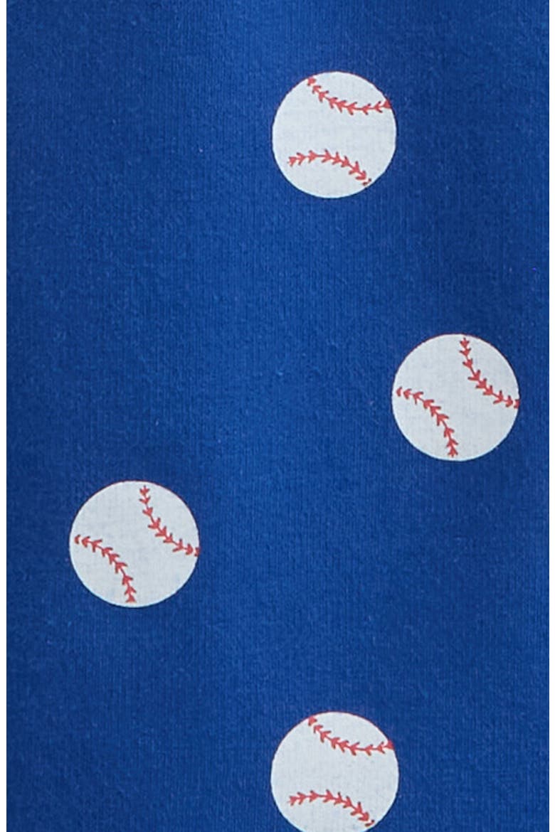 Baseball Print Short Overalls & T-Shirt Set, Alternate, color, BLUE BASEBALL DOT- WHITE
