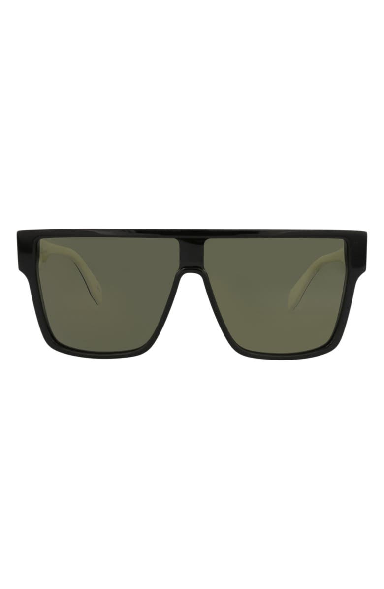 McQueen 99mm Flat Top Sunglasses, Main, color, Black Black Green
