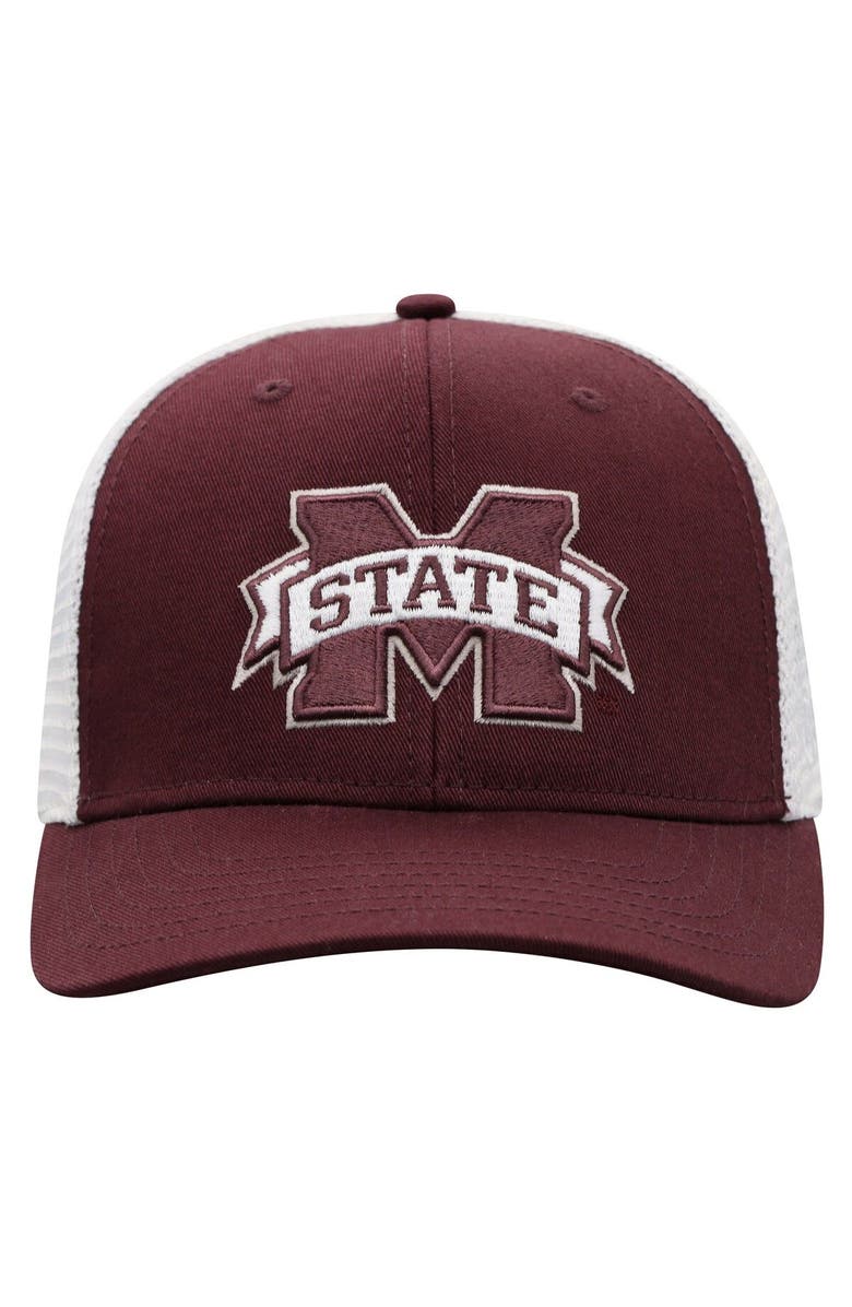 TOP OF THE WORLD Men's Top of the World Maroon/White Mississippi State Bulldogs Trucker Snapback Hat, Alternate, color, 