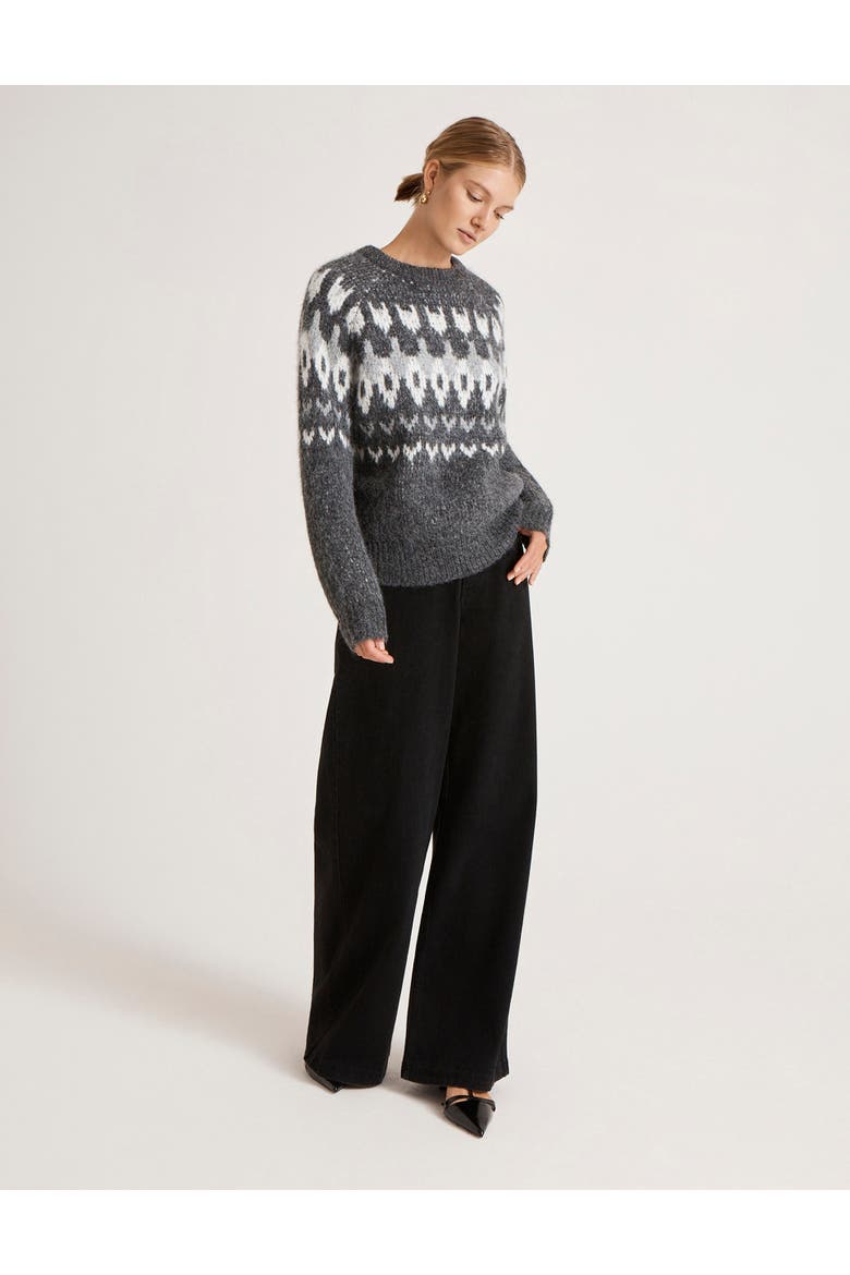 Belinda Fair Isle Round Neck Sweater, Alternate, color, Grey Marl