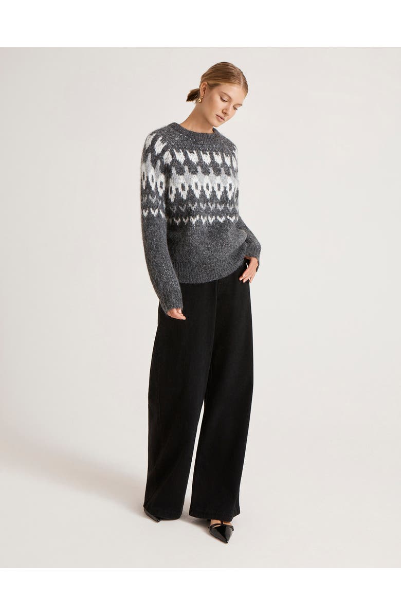 Finery London Belinda Fair Isle Round Neck Sweater, Alternate, color, Grey Marl