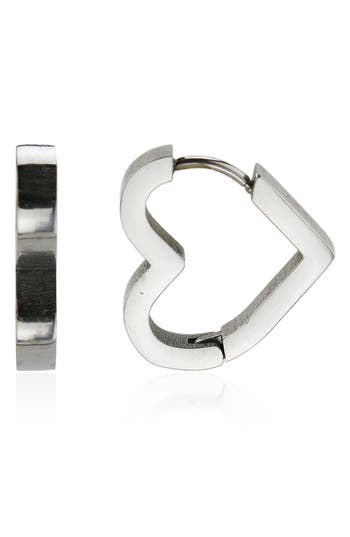 Rebl Heart Huggie Hoop Earrings In Silver