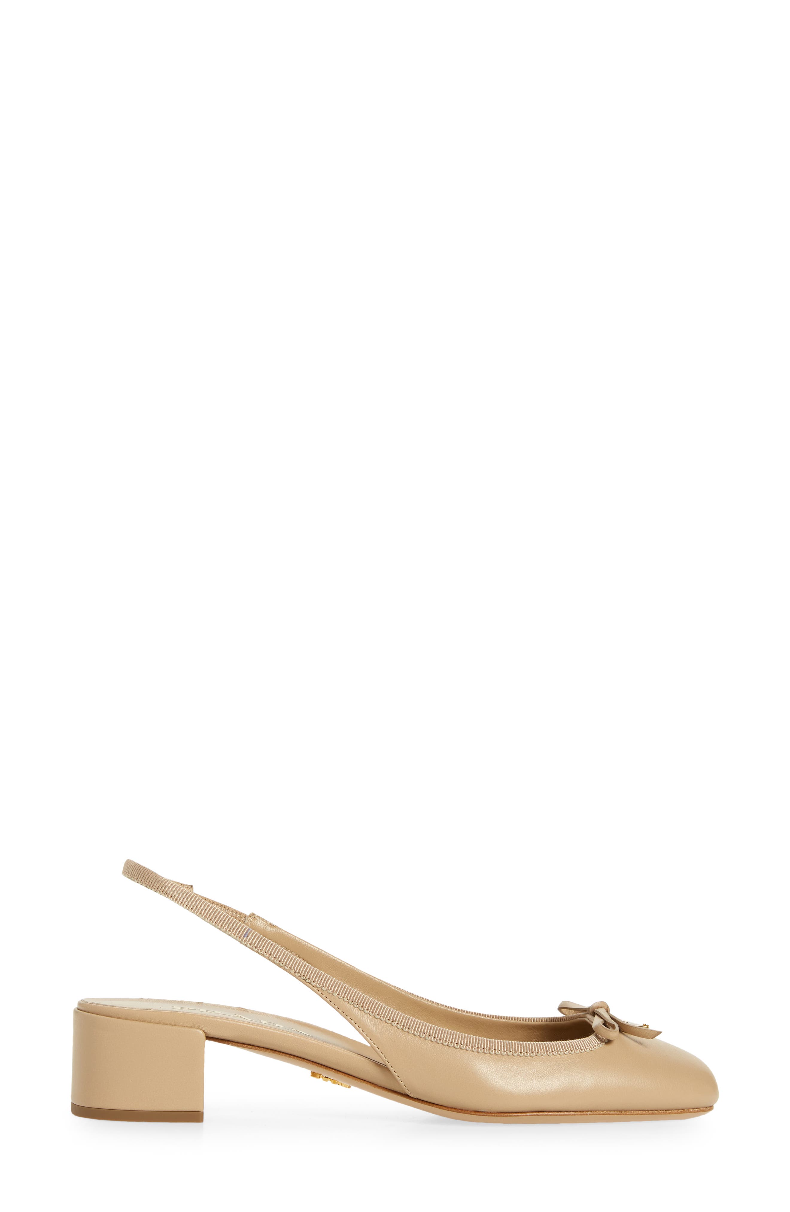 Triangle Logo Bow Slingback Pump, Alternate, color, BEIGE